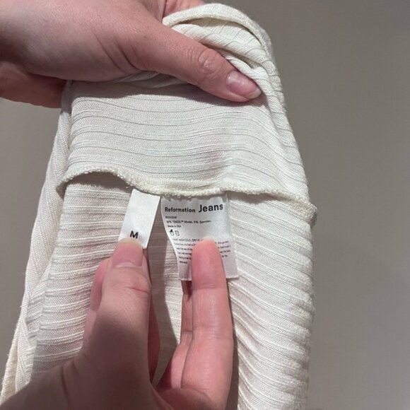 Reformation White Ribbed Long Sleeve Top - Picture 4 of 5